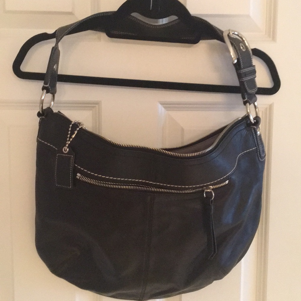 Coach black leather handbag
